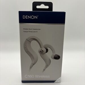 Denon AH-C160W White Wireless Bluetooth Sport Headphones FACTORY SEALED NEW
